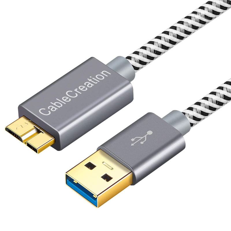  [AUSTRALIA] - CableCreation Short USB3.0 Hard Drive Cable 1FT, USB 3.0 A to Micro B Cable 5Gbps Data, USB 3.0 External Hard Drive Cable Works for WD Toshiba Seagate Hard Drive Galaxy S5 and More 0.3m 1 Foot