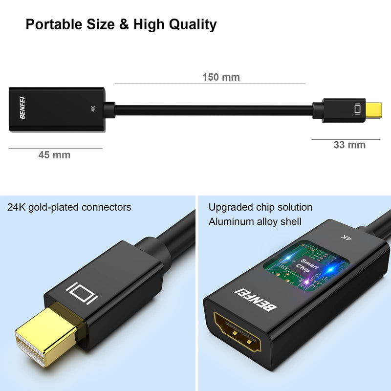  [AUSTRALIA] - BENFEI Mini DisplayPort to HDMI, Mini DP to HDMI 4K Adapter (Thunderbolt Compatible) Gold-Plated Cord Compatible for MacBook Pro, MacBook Air, Mac Mini, Microsoft Surface Pro 3/4 1 PACK 4K@30Hz