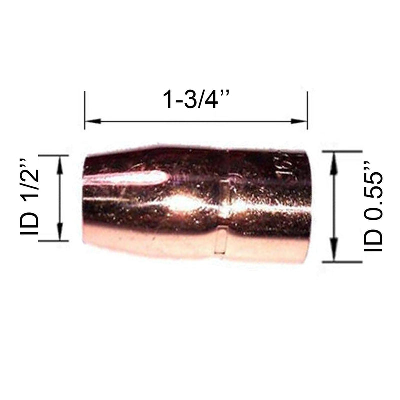  [AUSTRALIA] - Mig Welding Nozzles 169-715 169715 1/2" for Flush-Tip Miller M10/M15 & Hobart MIG Welding Gun-8PK.