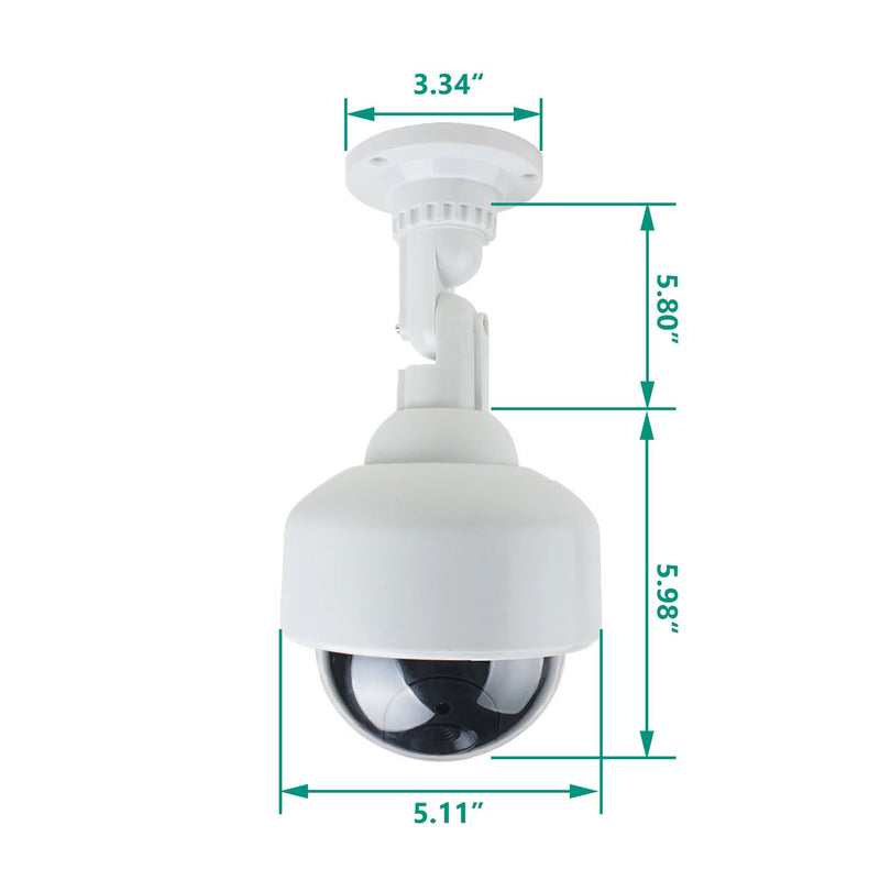  [AUSTRALIA] - WALI Dummy Fake Security Dome Camera with 1 Flashing Red LED Light and Security Alert Sticker Decal, Indoor Outdoor Use (DOW-1), White