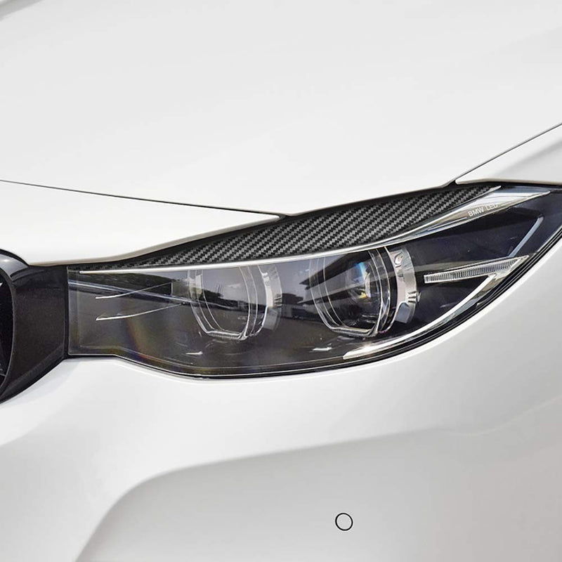 BLAKAYA Compatible with Carbon Fiber Headlight Eyebrow Eyelid Cover Trim for BMW 3 4 Series GT F30 F32 F34 F36 2013 2014 2015 2016 2017 2018 2019 (2PCS Black - LeoForward Australia