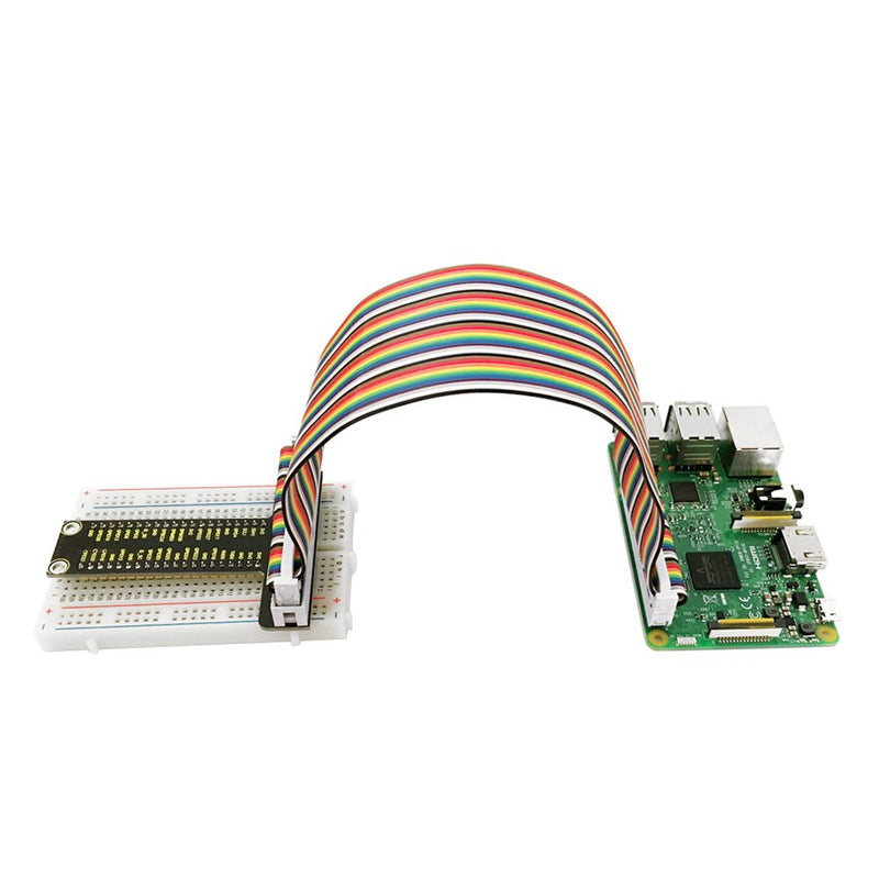  [AUSTRALIA] - KEYESTUDIO GPIO Breakout Kit for Raspberry Pi - Assembled Pi Breakout + Rainbow Ribbon Cable + 400 Tie Points Solderless Breadboard