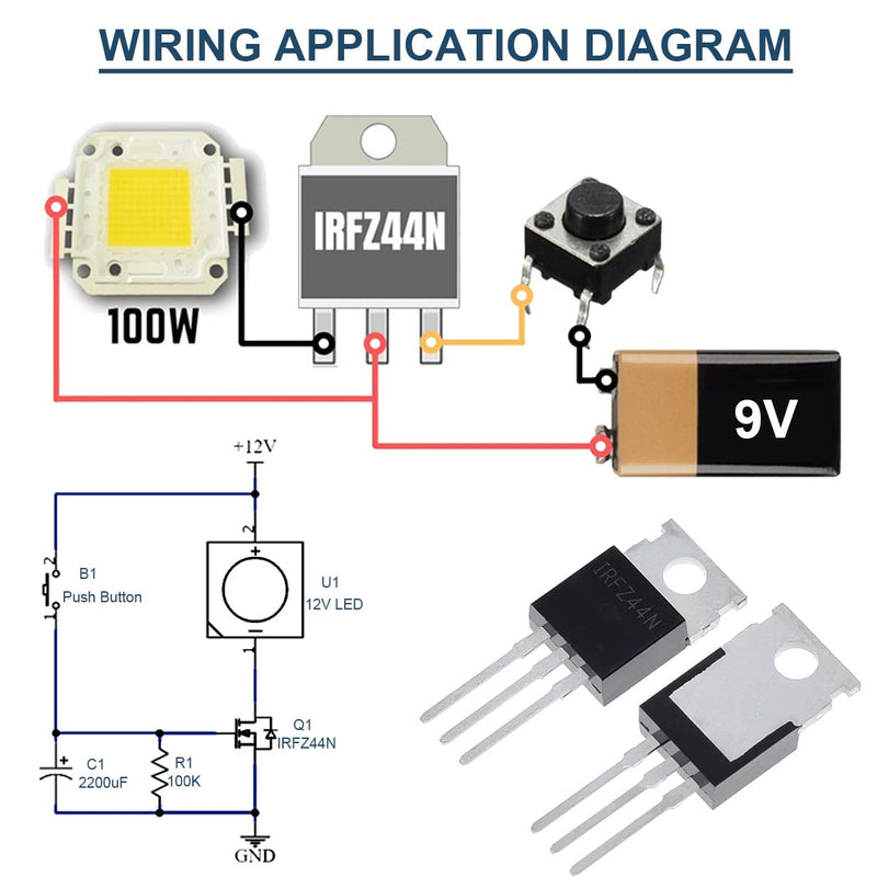  [AUSTRALIA] - DAOKAI IRFZ44N Transistor N-Channel Rectifier Power MOSFET Transistors 55V 49A 3-Pin Transistor Power TO220 for Electronic Experiments (Pack of 20)