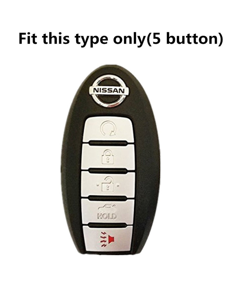  [AUSTRALIA] - KAWIHEN 2pcs Silicone Smart Remote Key Fob Cover Protector For Nissan 5 button(black)