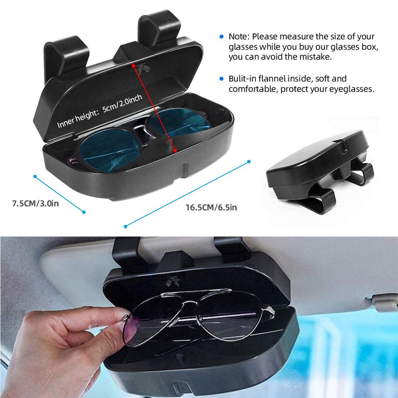  [AUSTRALIA] - Number-One Car Visor Sunglass Case Holder Clip, Eye Glasses Storage Box with Double Card Slots Car Sunglasses Organizer Mount General for All Car Models (Black)