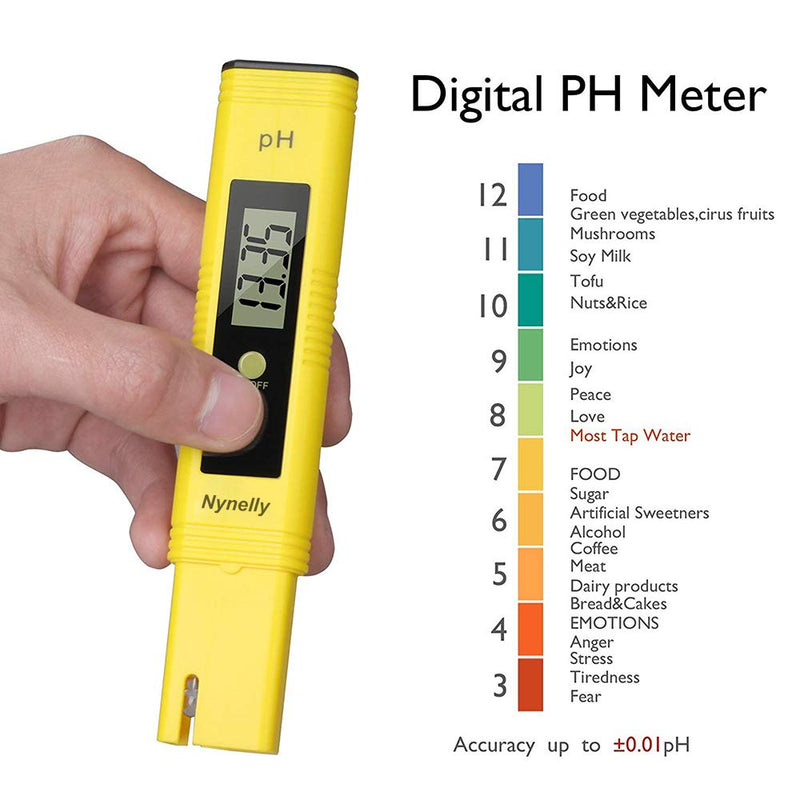 Nynelly Digital PH Meter, Water Quality Tester 0.01 High Accuracy Quality 0-14 Measurement Range for Household Drinking Water, Swimming Pools, Indoor/Outdoor Use, Aquariums, Hydroponics Yellow - LeoForward Australia