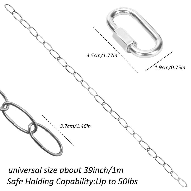  [AUSTRALIA] - 2 Pcs Chain Extension,Sonku 39 Inch Long Coated Iron Decorator Chain with 4 Pcs Connection Locks for Hanging Plants,Basket,Bird Feeder-Silver Silver