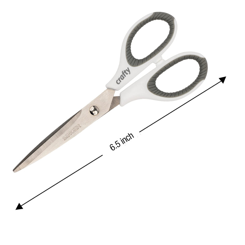  [AUSTRALIA] - SINGER 07180 6-1/2-Inch Sewing Scissors with Pink and White Comfort Grip , Silver