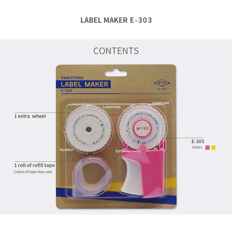 MoTEX Embossing Label Maker, Label Writer -E-303 (Pink) Pink - LeoForward Australia
