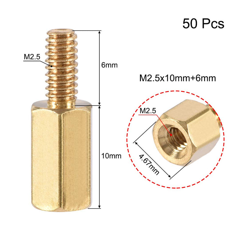 uxcell M2.5x10mm+6mm Male-Female Brass Hex PCB Motherboard Spacer Standoff for FPV Drone Quadcopter, Computer & Circuit Board 50pcs - LeoForward Australia