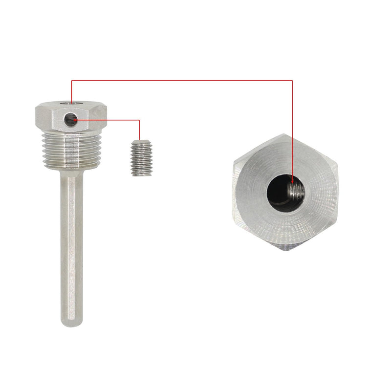  [AUSTRALIA] - 1/2" - 304 Stainless Steel Probe Immersion Screw On Probe with Locking Screw 30mm, 50mm, 100mm, 200mm, 300mm, 400mm, 500mm (100mm) 100mm