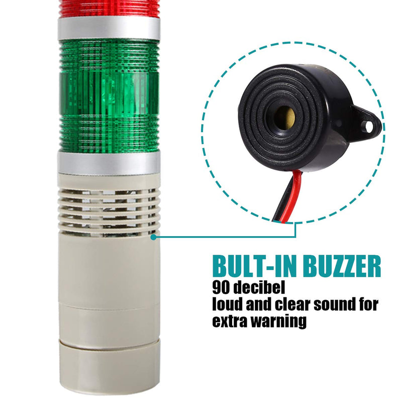  [AUSTRALIA] - LUBAN Industrial Signal Light Tower, Column LED Alarm Tower Lamp Light Flash Indicator, 1-Layer Stack LED Warning Light with Buzzer for Safety (110V/Steady ON Light) 110V without Buzzer