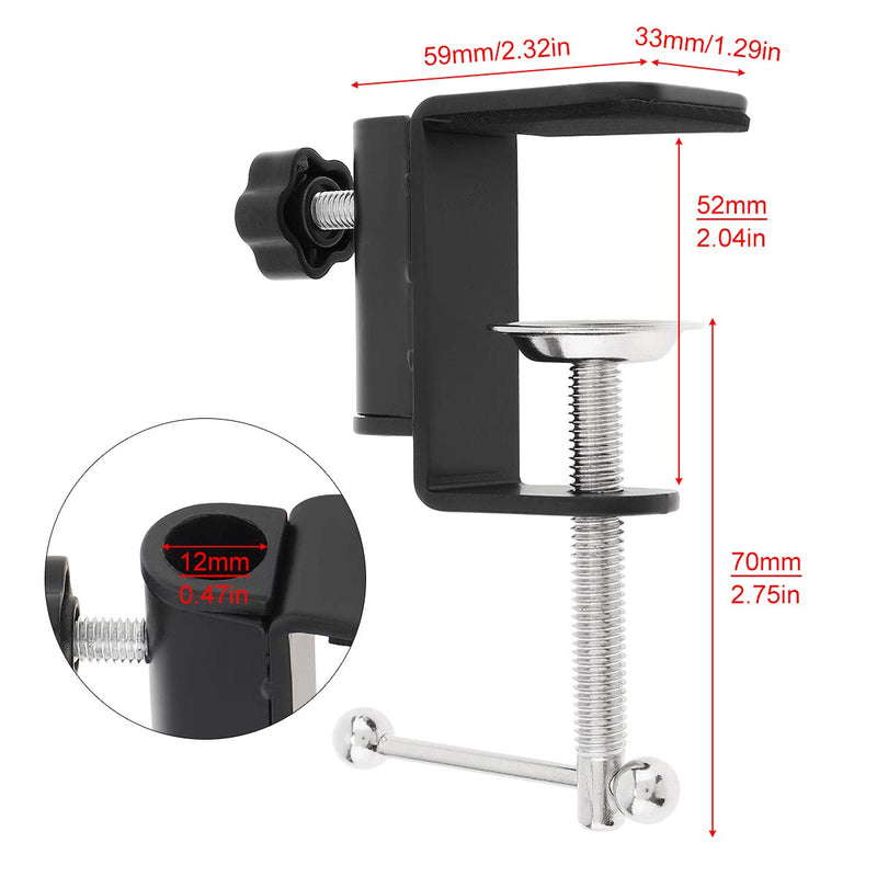  [AUSTRALIA] - RTNLIT Universal C Shape Table Mount Clamp for Microphone Suspension Boom Scissor Arm Stand Holder with Adjustable Positioning Screw, Fits up to 1.77"/4.5cm Desktop Thickness-Black Black