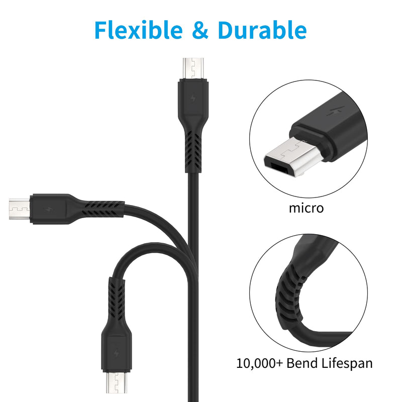  [AUSTRALIA] - Short Micro USB Cable 1ft [5 Pack] USB 2.0 Micro USB Charging Cable Android Charger Cord for Samsung Galaxy S7 Edge S6 J7 Note 5 LG Kindle Sony PS4 TV Stick Smartphones (Black) 1 Feet Black
