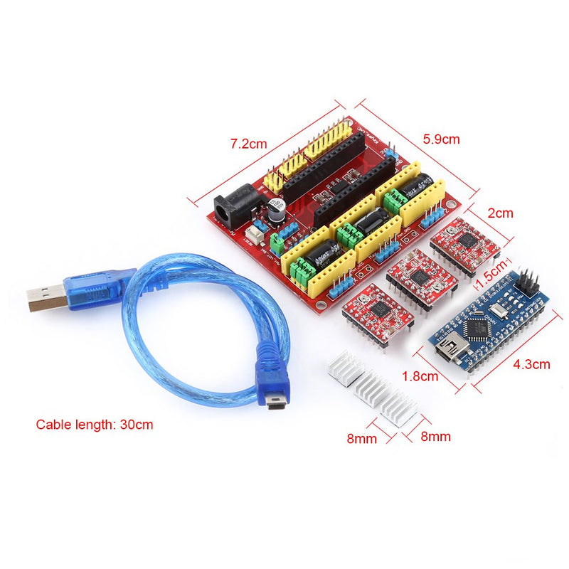  [AUSTRALIA] - 3D Printer Engraving Expansion Board Kit Controller CNC Shield V4+Nano 3.0 Board+A4988 Driver with USB Cable for Arduino