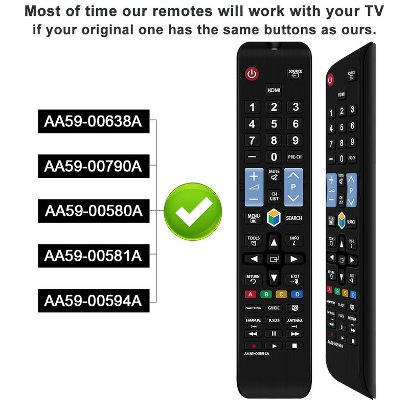 Gvirtue Remote Control Compatible Replacement for Samsung AA59-00594A Remote UA55F6400AJXXZ UA55F8000AJ UA55F6420AJ, Applicable AA59-00619A AA59-00603A AA59-00579A (3D/ Smart TV/ HDTV /LCD/ LED/ TV) - LeoForward Australia