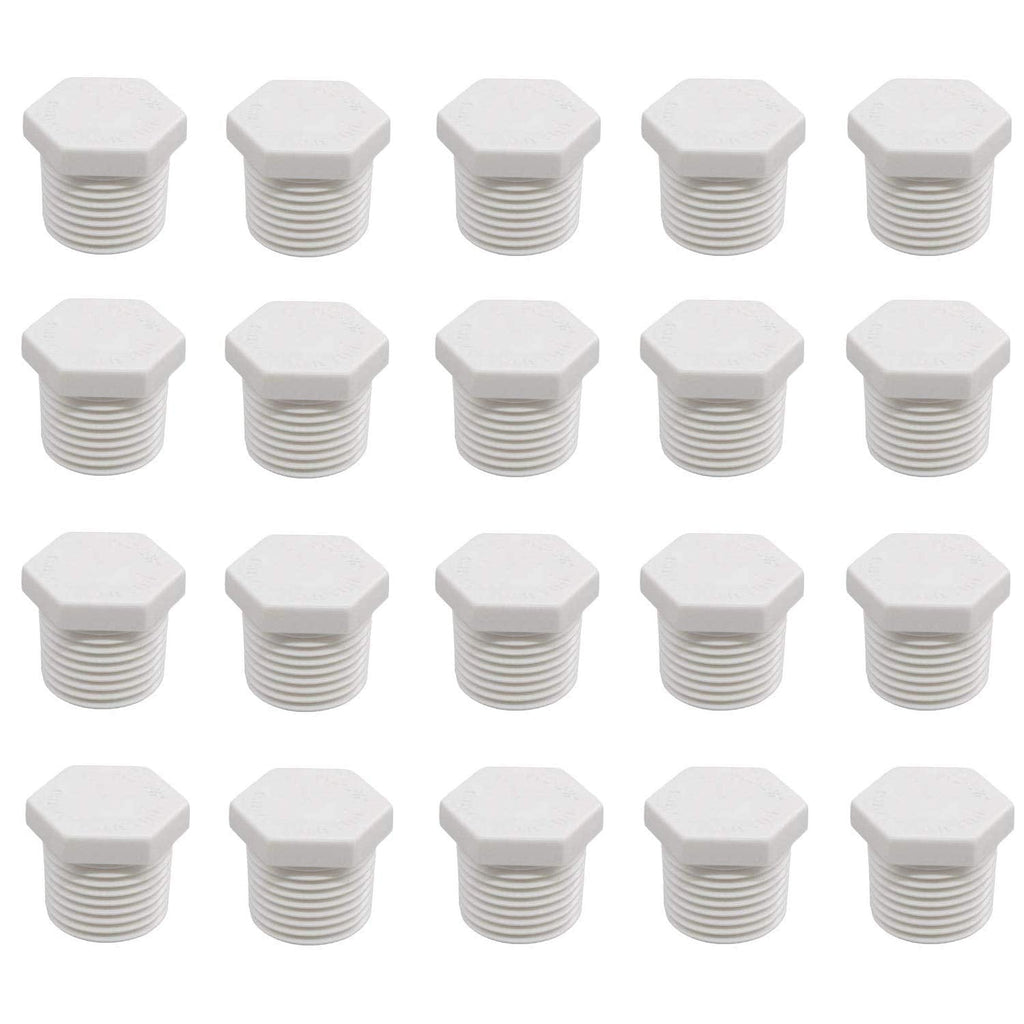  [AUSTRALIA] - 20 Pcs of PVC Pipe Plug,Eau 3/4 NPT Water Heater Drain Plug Compatible with RV,Irrigation,Underground Sprinkler Systems,Swimming Pools,Outdoor Applications and Water Supply Lines.