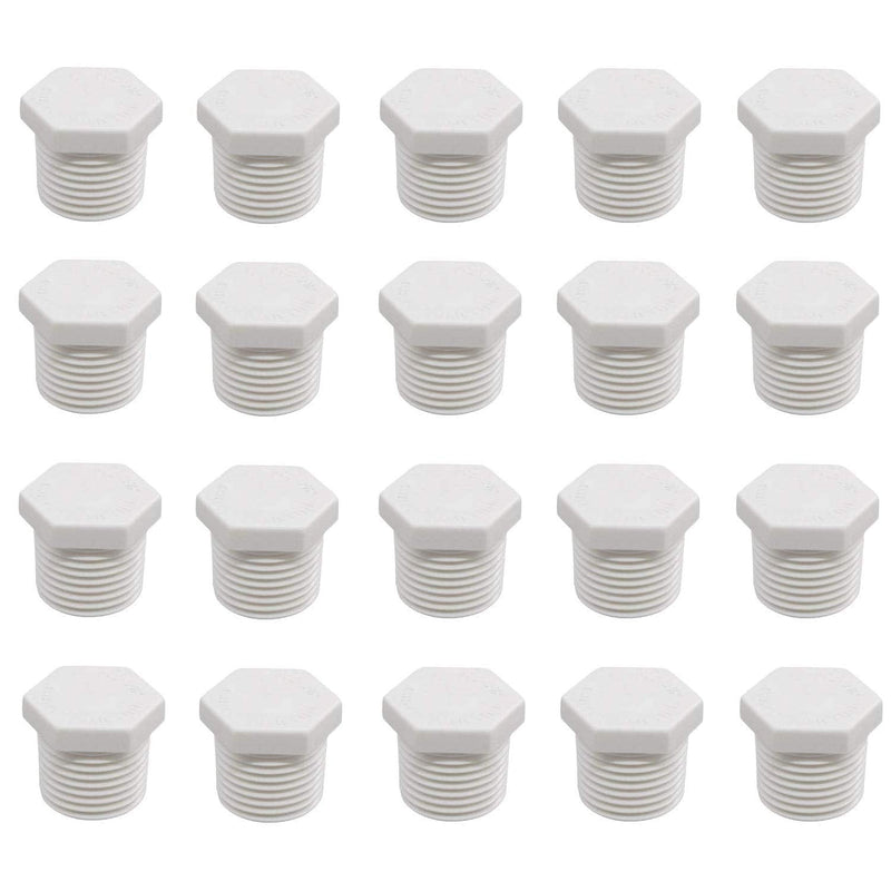  [AUSTRALIA] - 20 Pcs of PVC Pipe Plug,Eau 3/4 NPT Water Heater Drain Plug Compatible with RV,Irrigation,Underground Sprinkler Systems,Swimming Pools,Outdoor Applications and Water Supply Lines.