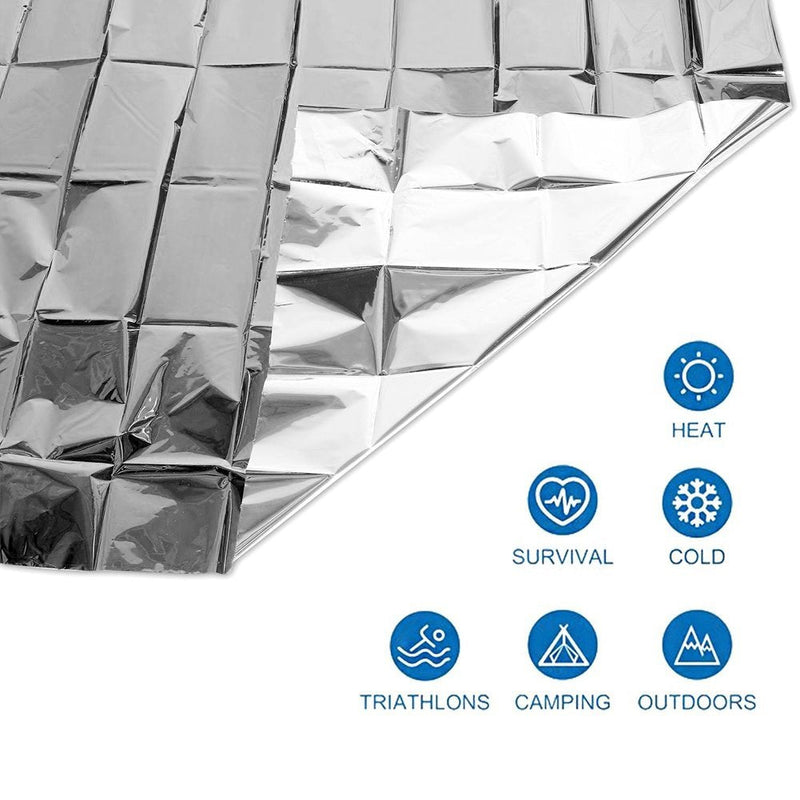  [AUSTRALIA] - NYKKOLA Emergency Mylar Blankets - 84" X 52"(4 Pack) - Designed for NASA - Essentials for Outdoors, Hiking, Survival, Marathons or First Aid Silver