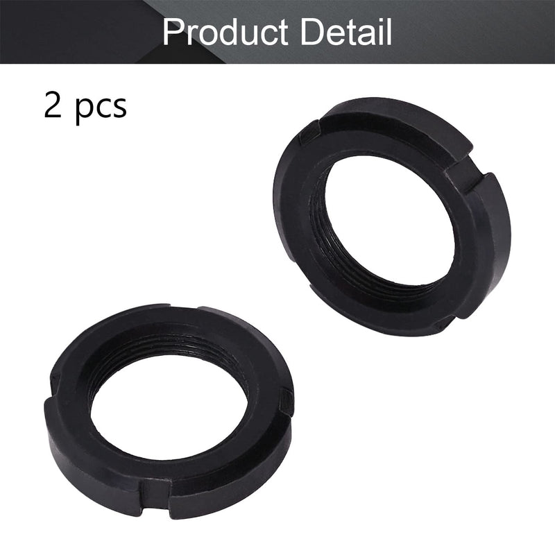  [AUSTRALIA] - MroMax M30x10mm Retaining Slotted Round Nuts,Carbon Steel 4-Slot Spanner Nut for Roller Bearing Pump Valve Black 2Pcs