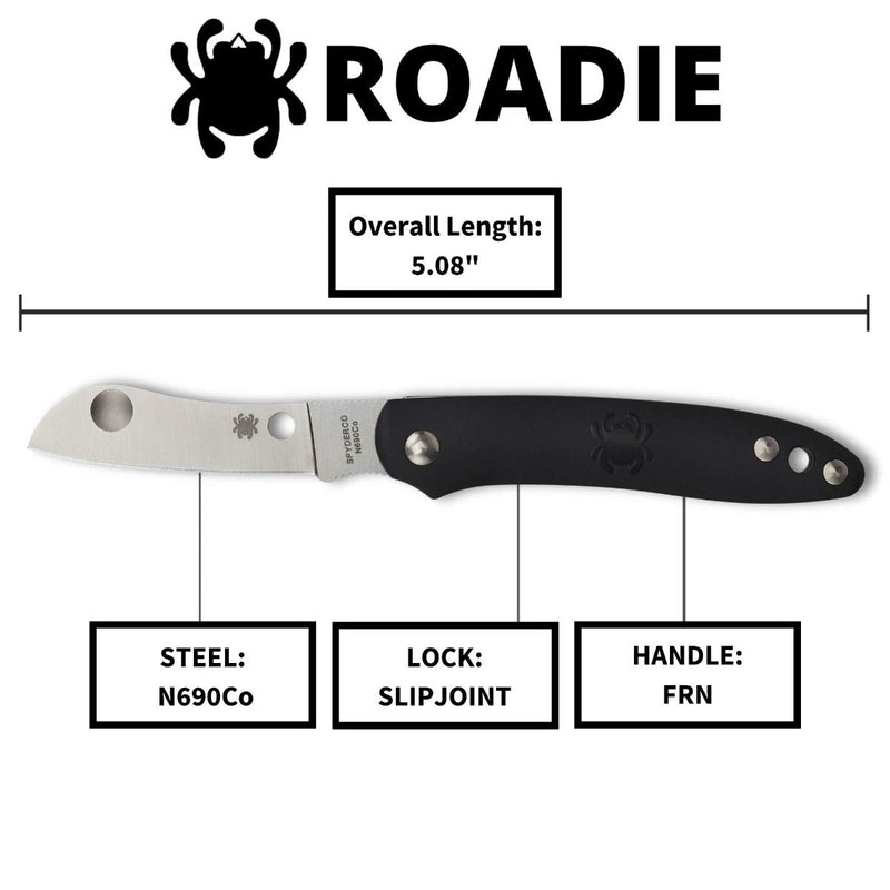 Spyderco Roadie Non-Locking Lightweight Knife with 2.09" N690Co Stainless Steel Blade and Durable Black FRN Handle - PlainEdge - C189PBK - LeoForward Australia