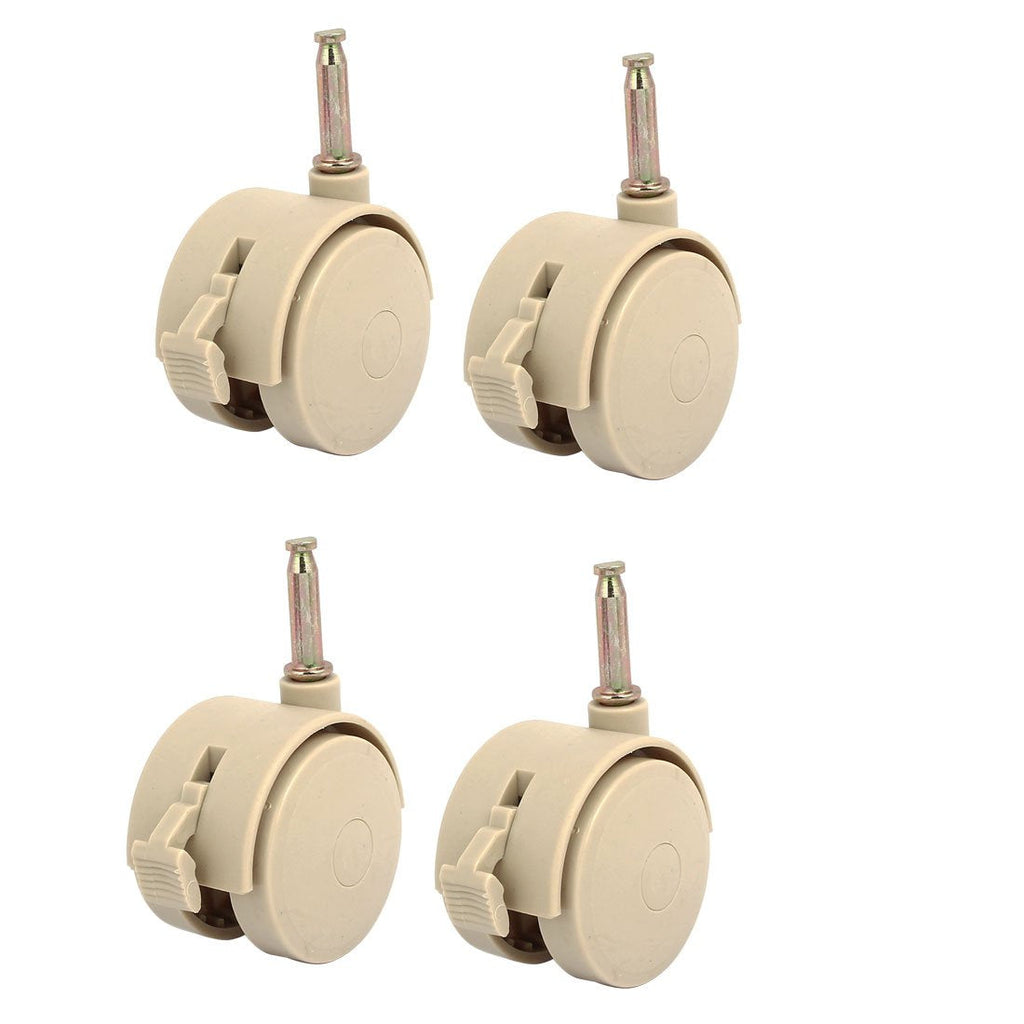  [AUSTRALIA] - uxcell 4pcs 2-inch Plastic Bed Stem Swivel Caster Tan w Brake