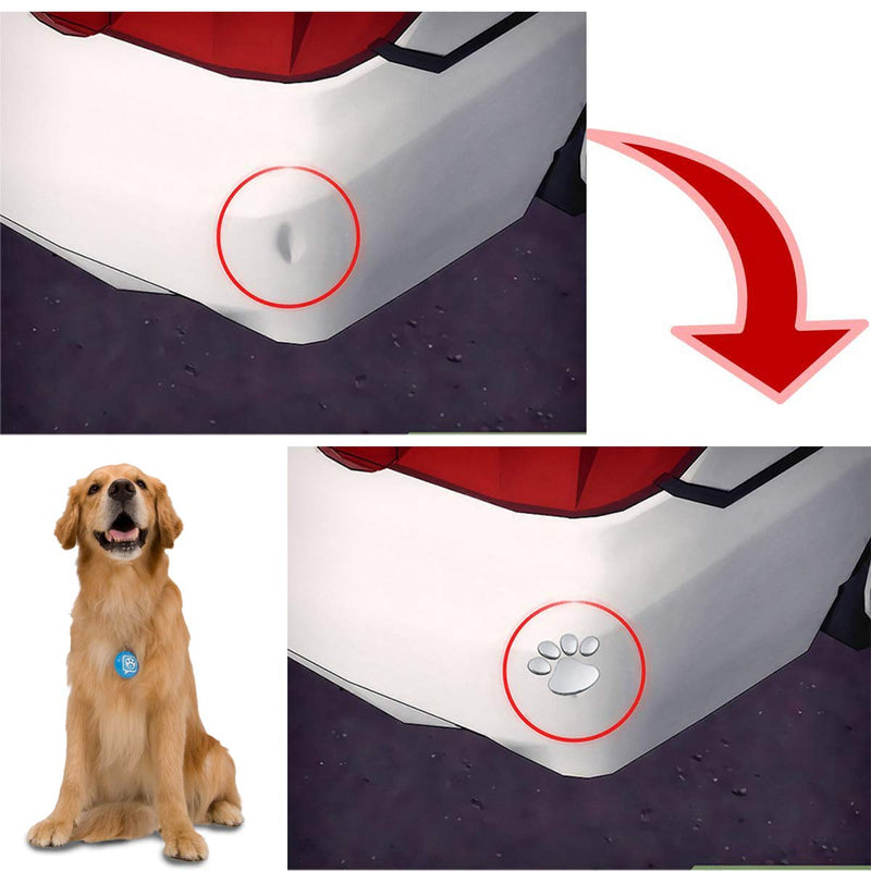  [AUSTRALIA] - Oun Nana 3D Chrome Dog Paw Footprint Sticker Decal Auto Car Emblem Decal Decoration (4pcs)