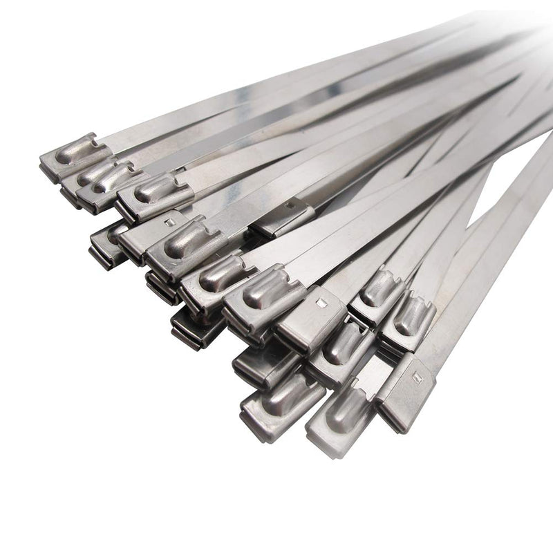  [AUSTRALIA] - Superun Metal Zip Ties 8 Inch Stainless Steel Tie Wrap 225 LBS Strength Heavy Duty Exhaust Wrap Pack of 100