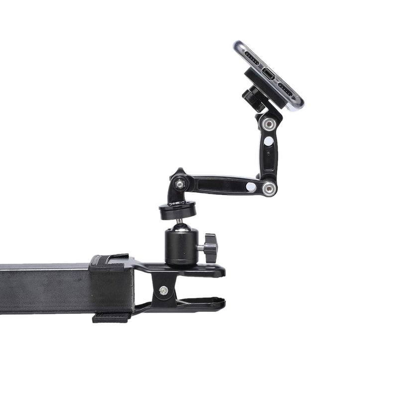  [AUSTRALIA] - Livestream® Smartphone Ball Head Clamp Mount with Magnetic Mounting System and Extension Kit; Attach to Desk or Table. Easily Adjust Height of Device for Videos, Reading, or Live Streaming.