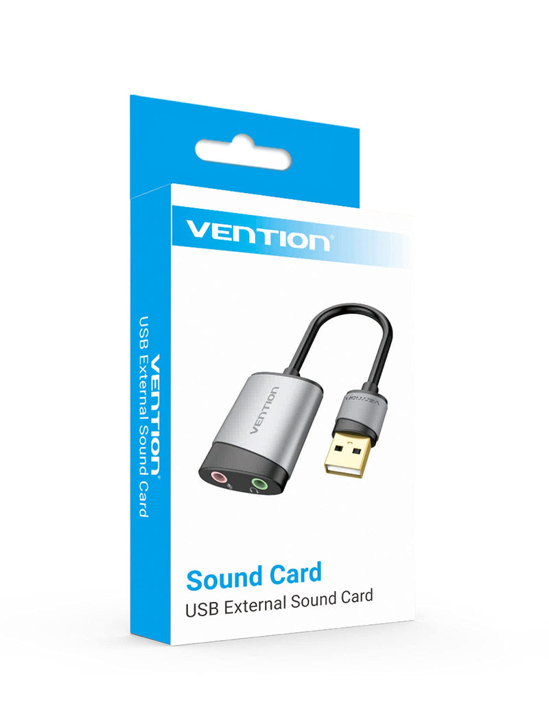  [AUSTRALIA] - USB Sound Card, VENTION USB Audio Adapter Stereo External Sound Card with 3.5mm Headphone and Microphone Jack for Windows, MAC, Linux, PC,Laptop, Desktops,PS5