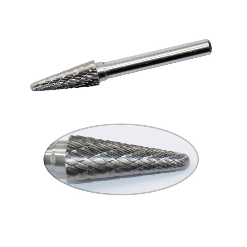 SL-3 Tungsten Carbide Burr Rotary File Taper Shape with Radius End Double Cut with 1/4"Shank for Die Grinder Drill Bit - LeoForward Australia