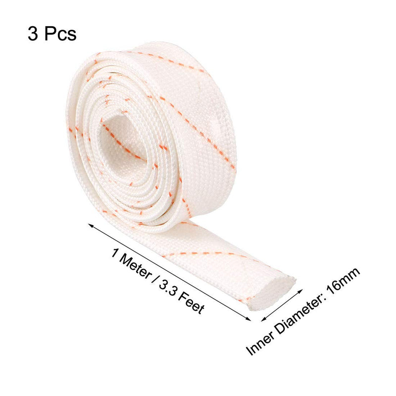  [AUSTRALIA] - uxcell Insulation Braided Sleeve, 3.3Ft-16mm Polyethylene Resin Fiberglass Sleeve 3Pcs