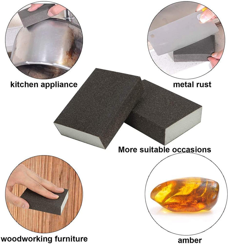  [AUSTRALIA] - Utoolmart Gray Sanding Sponge Sanding Blocks 180-Grits Medium Grit Sand Block Pad for Kitchen Metal/Drywall/Wood 4pcs 180# Grey