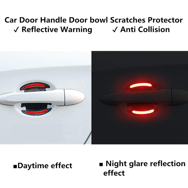 4pcs Car Reflective Sticker Door Handle Door Bowl Protection (Red) Red - LeoForward Australia