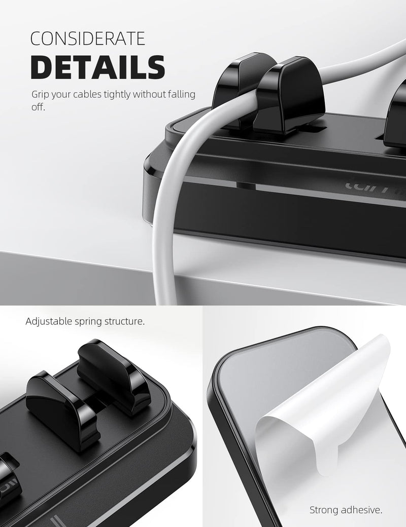  [AUSTRALIA] - Cable Clips, Cord Organizer Management - Lamicall Adjustable Hole Cord Clips, Adhesive Wire Organizer USB Cable Holder, Charging Power Cord Keeper Catcher for Desk, Fits Cord Diameter 0.1-0.32” Black - 1pack