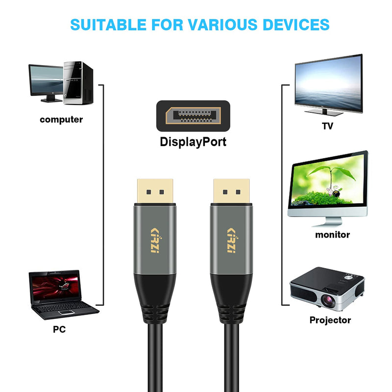  [AUSTRALIA] - General Kirzi DisplayPort to DisplayPort Cable 25ft DisplayPort 1.2 Cable (4K60Hz, 2K165Hz, 2K144Hz), Ultra High Speed DP to DP Cable, Compatible with Laptop PC TV Gaming Monitor (25ft)
