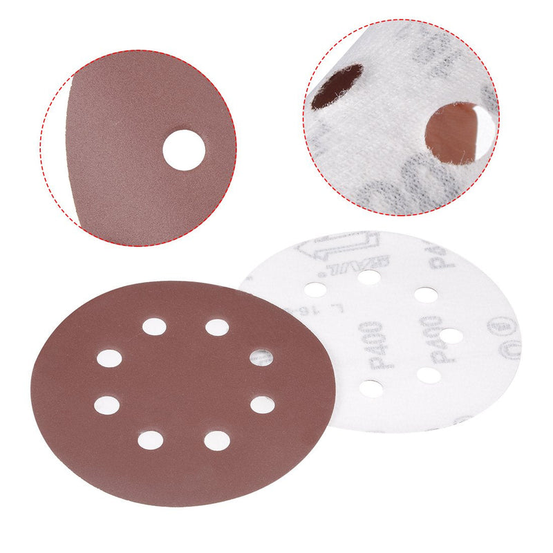  [AUSTRALIA] - uxcell 10Pcs 5 Inch 8 Hole Hook and Loop Sanding Disc 400 Grit Flocking Sandpaper Random Orbital Sander Paper