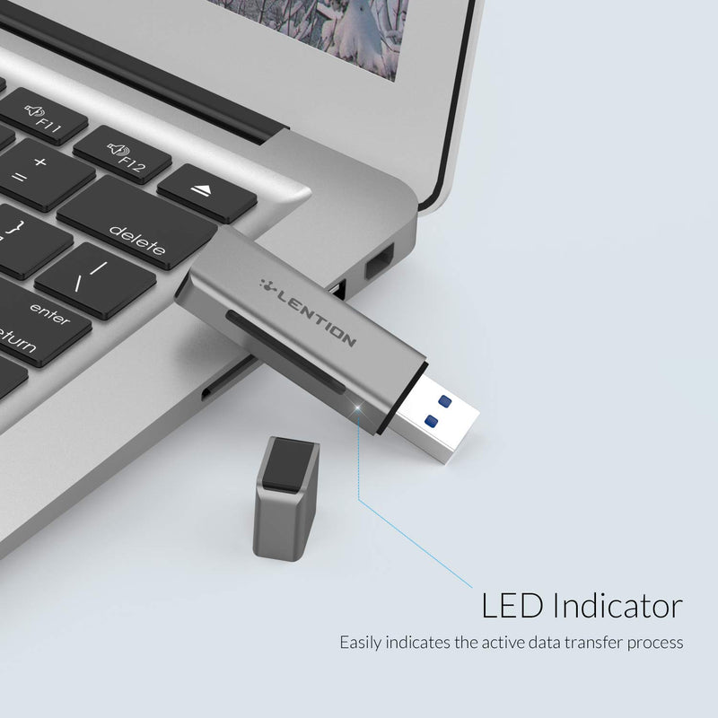 LENTION Aluminum USB 3.0 Card Reader, SD 3.0 Adapter for SD/SDXC/SDHC, Micro SD/Micro SDXC/Micro SDHC, UHS-I, MMC/RS-MMC Cards Compatible MacBook Air/Pro, Surface, Chromebook, more (CB-H7, Space Gray) - LeoForward Australia