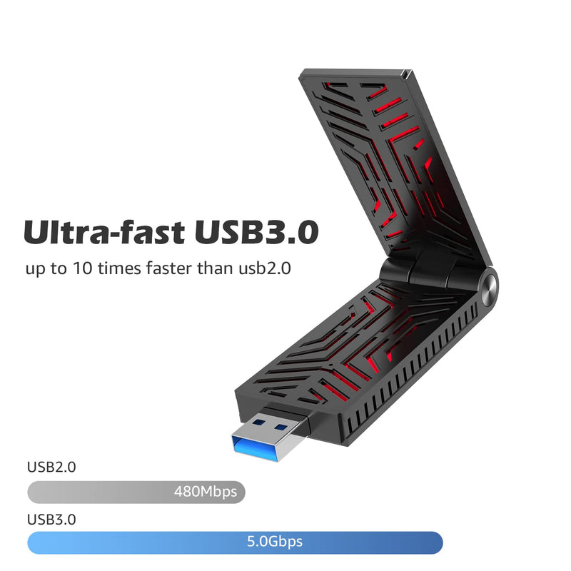  [AUSTRALIA] - USB 3.0 WiFi6 Adapter for PC, AX1800 Dual Band Wireless USB Network Adapter for Desktop Laptop, 5GHz & 2.4GHz, MU-MIMO, 802.11ax, Supports Windows 11/10/7 AX1800 WiFi6 USB Adapter