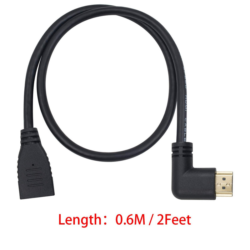 Poyiccot HDMI 2.0 Extension Cable 90 Degree, 2 Feet / 60cm HDMI Extender High Speed Left Angle HDMI Male to Female Extension Cable 60Hz, 4K 2K (F/M Left) - LeoForward Australia