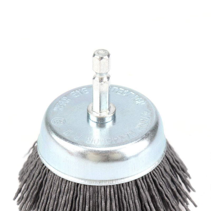  [AUSTRALIA] - 3inch Nylon Drill Brush Nylon Abrasive Cup Brush with 1/4 Hex Inch Shank Grit 120 for Removal Rust Corrosion Paint (1Pcs-Gray) 1Pcs-Gray