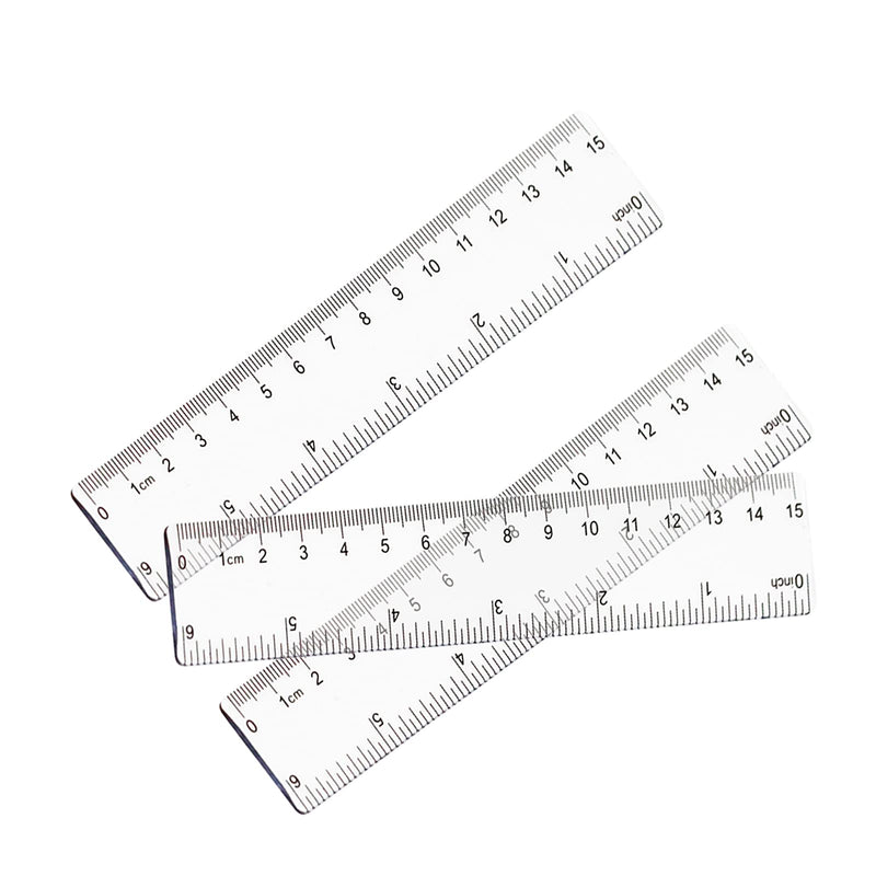  [AUSTRALIA] - Chris.W 20 Pack Clear Plastic Ruler 6 Inch Straight Ruler Flexible Ruler with Inches and Metric for School Classroom, Home, or Office (Clear) 6 Inches