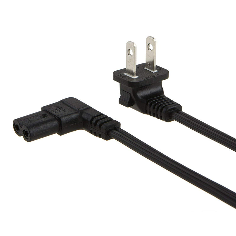 VSEER 3FT SPT-2 18AWG 125V 10A Angled 2-Slot Non-Polarized Angle Power Cord (IEC320 C7 to Nema 1-15P), Black (3FT) - LeoForward Australia