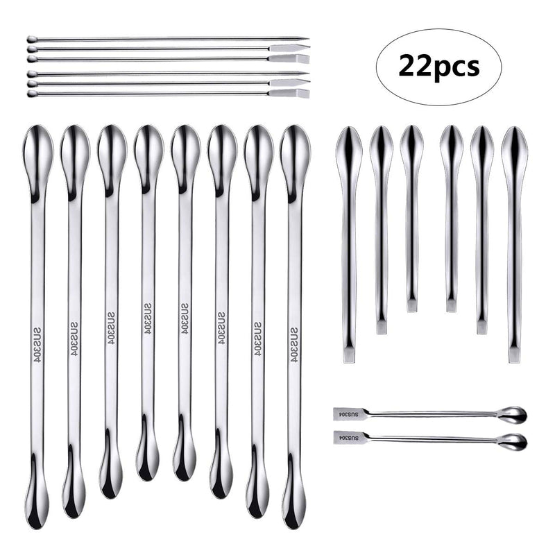  [AUSTRALIA] - Aulufft 22 PCS Stainless Steel Lab Measuring Spoon Set,Lab Scoop and Spatula for Powders Gel Cap Filler, Capsule Filler,Laboratory Equipment