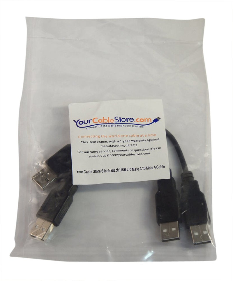 Two Pack of Your Cable Store 6 Inch Black USB 2.0 High Speed Male A to Male A Cables - LeoForward Australia