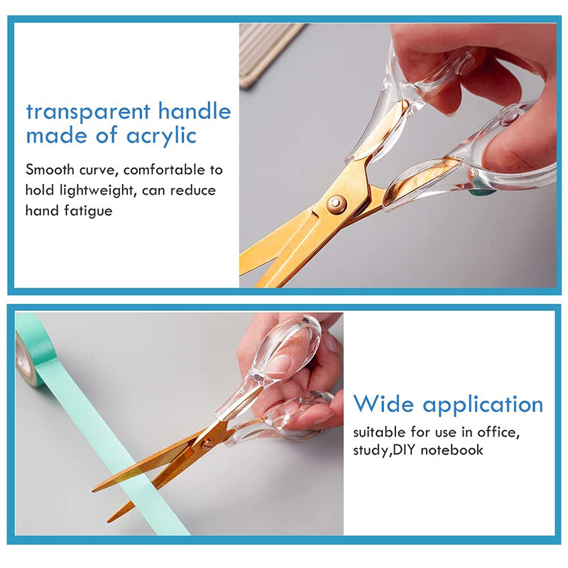  [AUSTRALIA] - Acrylic Scissors,Multipurpose Stylish Scissors, Stainless Steel Scissors with Clear Acrylic Handle, Stationery Paper Cutting Tool for Office, Home, School (Rosegold)