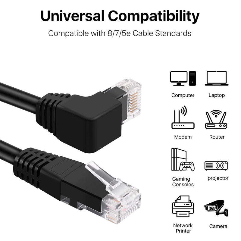  [AUSTRALIA] - TNP Cat6 Ethernet Cable (Right Angle Down, 6 FT) - RJ45 90 Degree Network Connector 500 MHz 10 Gigabit Gold Plated Patch Plug Wire LAN Cord For PS4 Fire-Stick Xbox One Smart TV Gaming & Computer 6 Feet