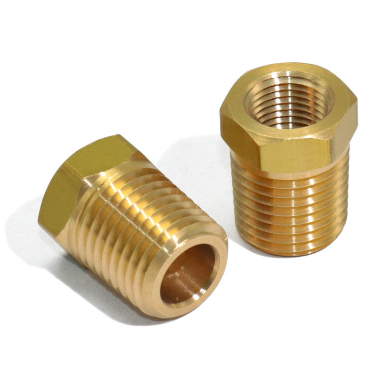  [AUSTRALIA] - KOOTANS 4pcs Heavy Duty 1/4 NPT Male Thread to 1/8 NPT Female Thread Brass Reducer Hex Bushing Brass Fitting Pipe Hose Tube Adapter Convert 1/4 x 1/8 NPT (O.D x I.D: 1/2'' x 3/8'')