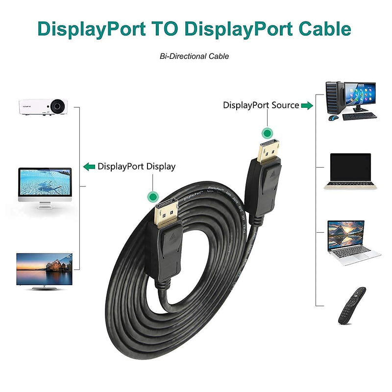  [AUSTRALIA] - DisplayPort to DisplayPort 6 Feet Cable, Benfei DP to DP Male to Male Cable Gold-Plated Cord, Supports 4K@60Hz, 2K@144Hz Compatible for Lenovo, Dell, HP, ASUS and More 1 PACK Black