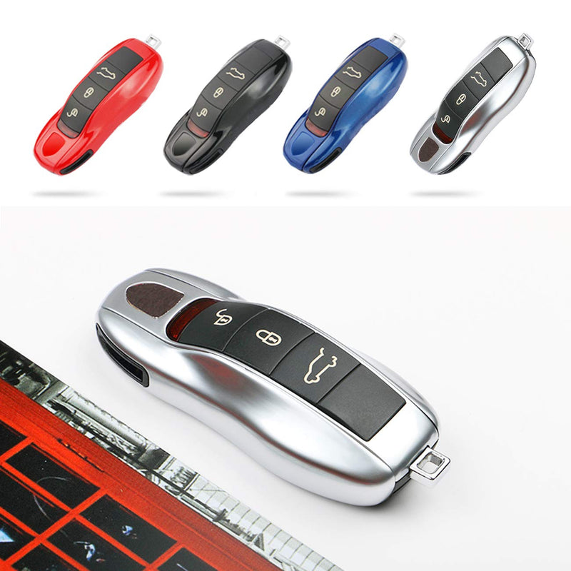 Jaronx 3PCS Remote Key Covers for Boxster Turbo Cayenne Panamera Macan Cayman 911,Glossy Silver Key Fob Shell Cover Painted Keyless Entry Skin Protectors - LeoForward Australia